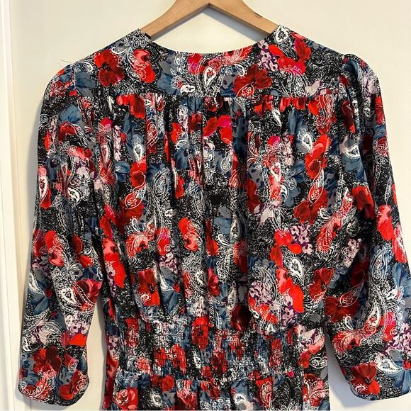 The Kooples Blue Red Floral Mini Dress Small - Picture 7 of 10